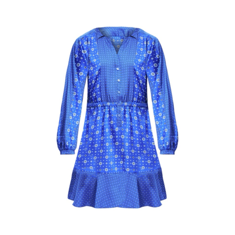 LOFT Mixed Geo Flounce Mini Shirtdress - Picture 9 of 10